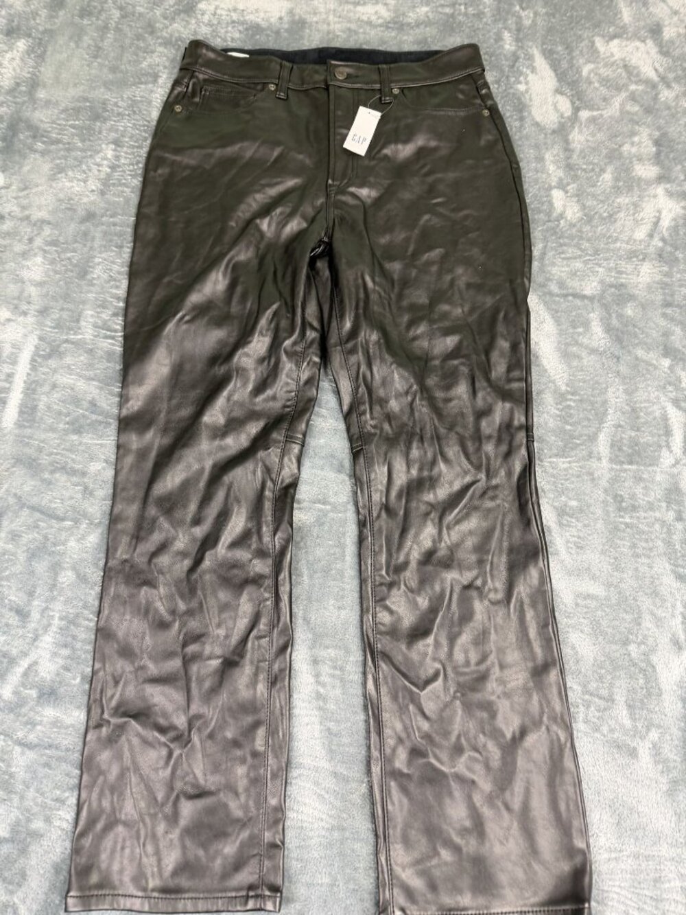 Gap Womens Black Faux Leather High Rise Slim Vintage Pants Size 10 NWT